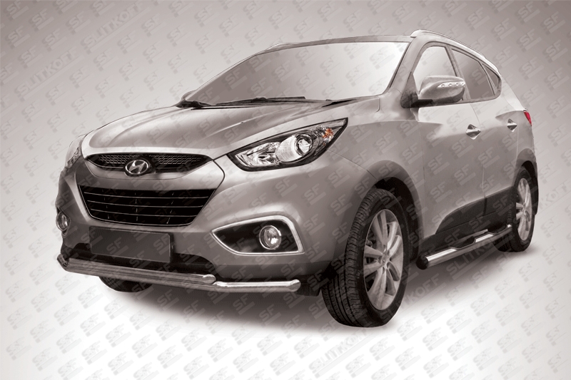 Защита переднего бампера d57+d42 двойная Hyundai IX35