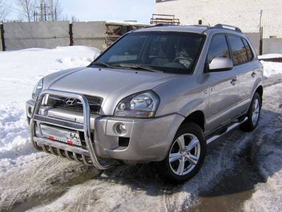 Кенгурятник высокий d57 с защитой картера Hyundai Tucson