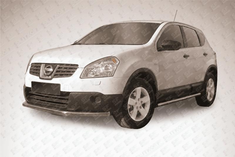 Защита переднего бампера d57 длинная Nissan QASHQAI (2011)