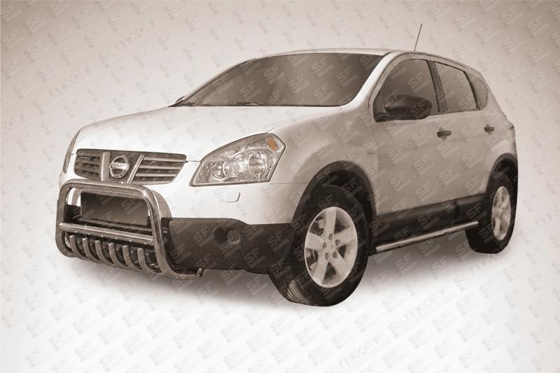 Кенгурятник низкий d57 c защитой картера Nissan QASHQAI +2 (2007)