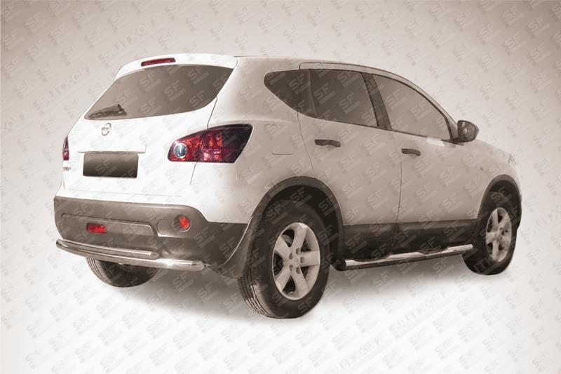 Защита заднего бампера d57+d57 двойная Nissan QASHQAI +2 (2007)