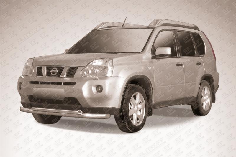 Защита переднего бампера d76+d57 двойная Nissan X-TRAIL (2007)