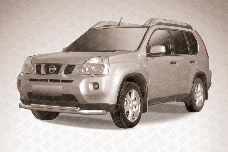 Защита переднего бампера d76+d57 двойная Nissan X- Trail (2011) 
