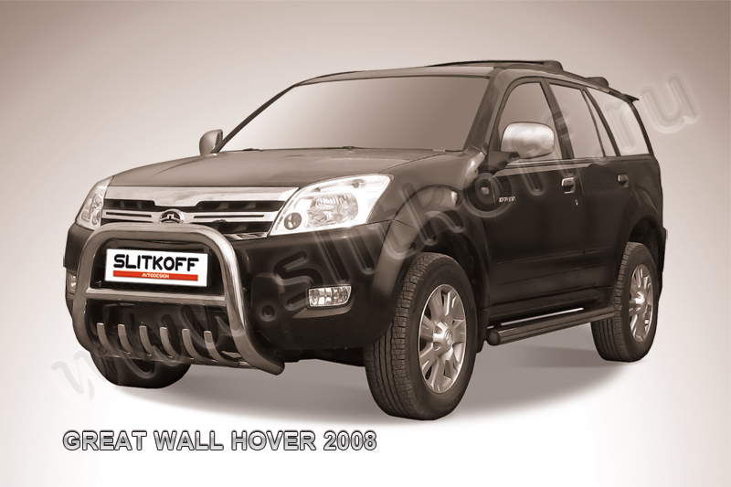 Кенгурятник низкий d76 с защитой картера Great Wall Hover H2 Кенгурятник низкий d76 с защитой картера Great Wall Hover H2