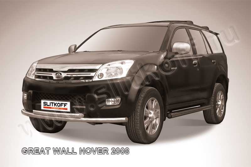 Защита переднего бампера d57+d57 двойная Great Wall Hover H2 Защита переднего бампера d57+d57 двойная Great Wall Hover H2