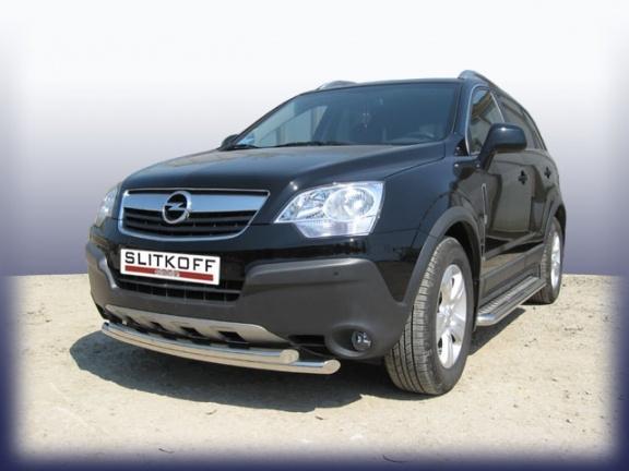 Защита переднего бампера d57+d57 двойная Opel Antara Защита переднего бампера d57+d57 двойная Opel Antara