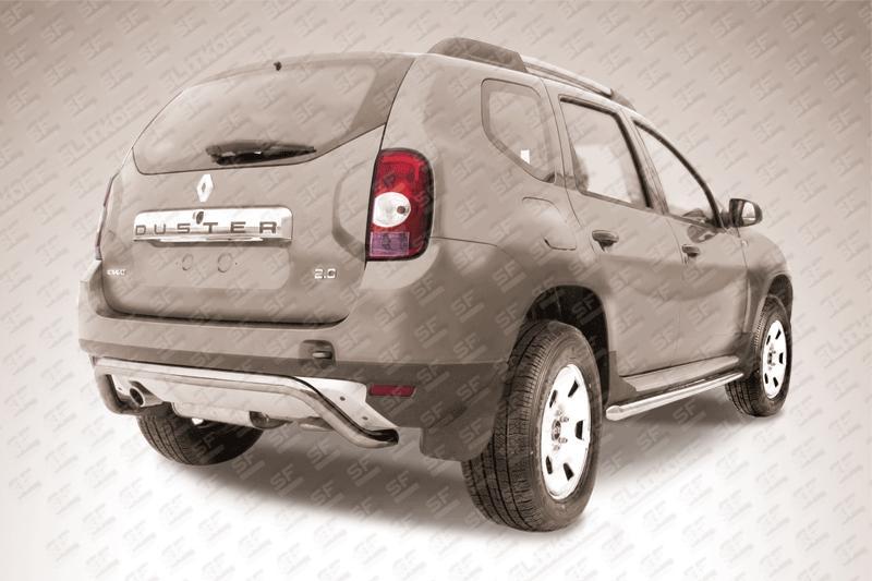 Защита заднего бампера d57 "скобка" Renault Duster